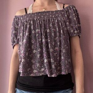 Floral Off-Shoulder Top - Purple